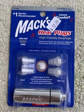Mack's High Fidelity Hear Plugs Reusable Musician Earplugs with Aluminum Case
